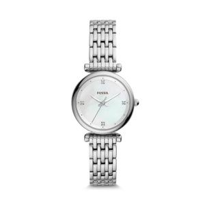 SOLD Fossil Ladies' Carlie Analog Watch with Silver Bracelet and Mother-of-Pearl